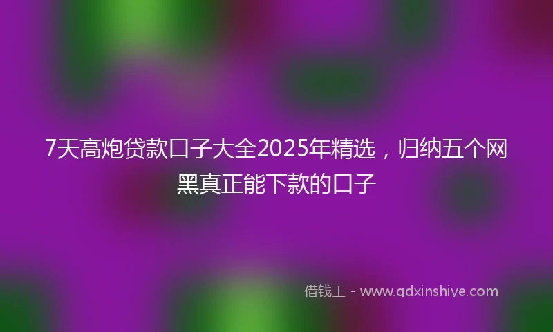 7天高炮贷款口子大全2025年精选，归纳五个网黑真正能下款的口子