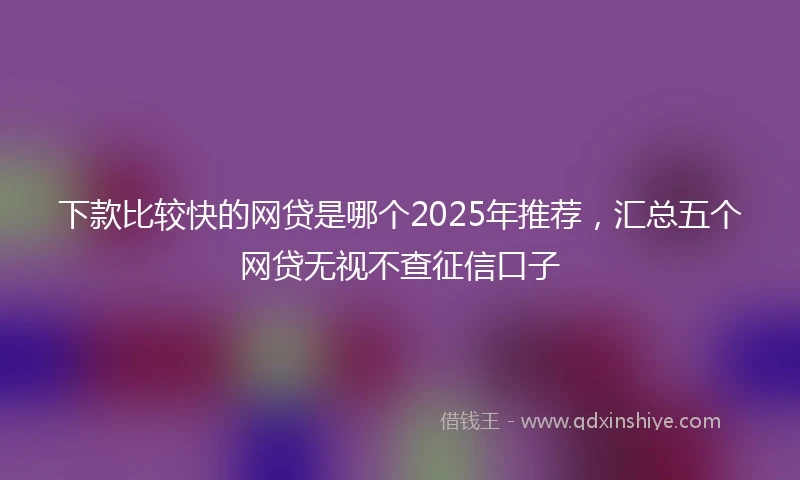 下款比较快的网贷是哪个2025年推荐，汇总五个网贷无视不查征信口子