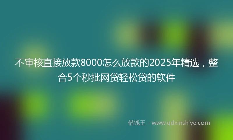 不审核直接放款8000怎么放款的2025年精选,整合5个秒批网贷轻松贷的软件