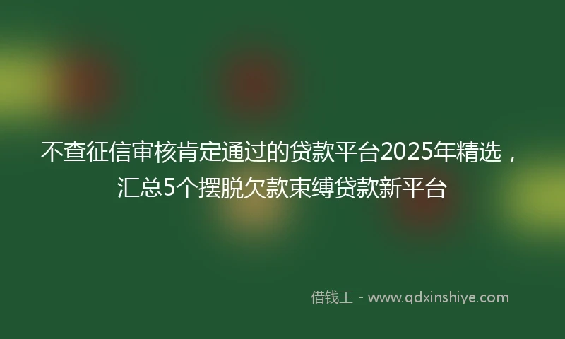 不查征信审核肯定通过的贷款平台2025年精选，汇总5个摆脱欠款束缚贷款新平台