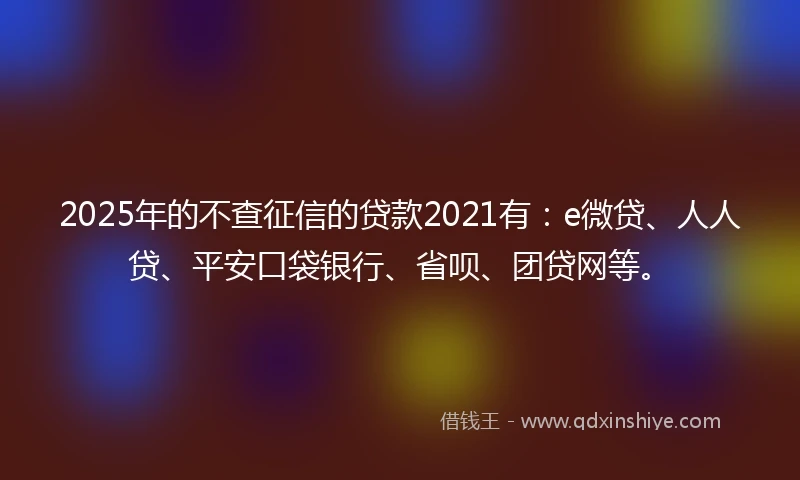 2025年的不查征信的贷款2021有：e微贷、人人贷、平安口袋银行、省呗、团贷网等。