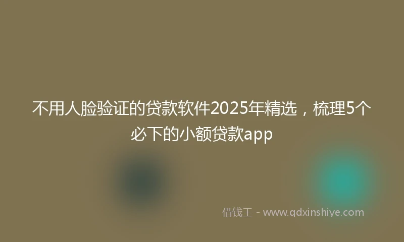 不用人脸验证的贷款软件2025年精选，梳理5个必下的小额贷款app