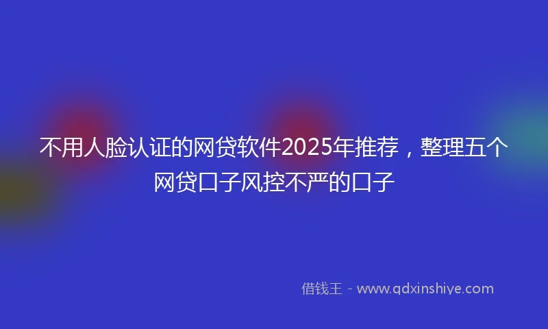 不用人脸认证的网贷软件2025年推荐，整理五个网贷口子风控不严的口子