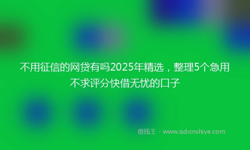不用征信的网贷有吗2025年精选，整理5个急用不求评分快借无忧的口子