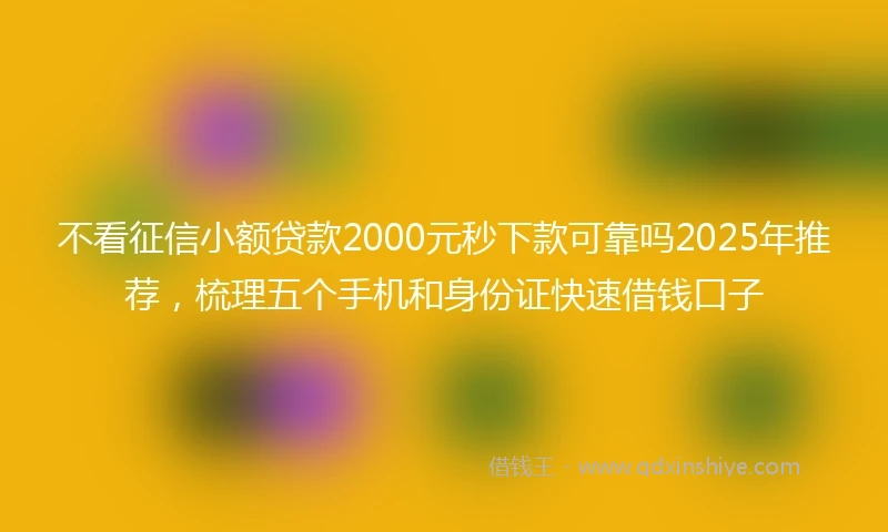 不看征信小额贷款2000元秒下款可靠吗2025年推荐，梳理五个手机和身份证快速借钱口子