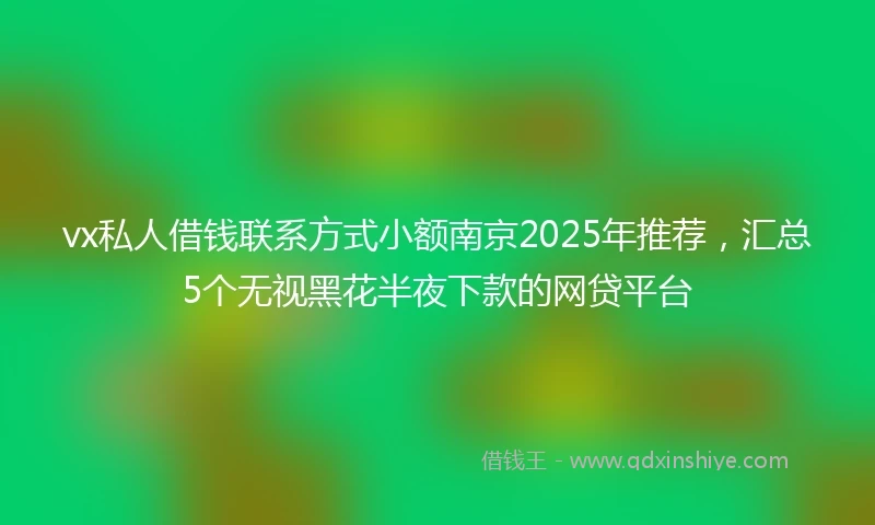 vx私人借钱联系方式小额南京2025年推荐，汇总5个无视黑花半夜下款的网贷平台