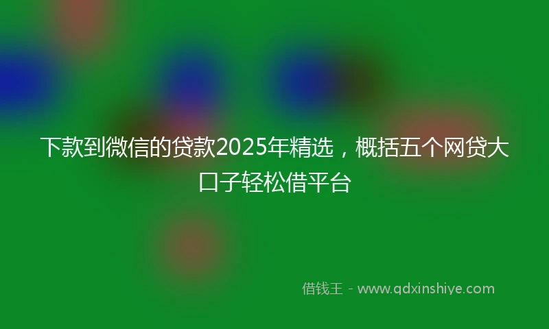 下款到微信的贷款2025年精选，概括五个网贷大口子轻松借平台