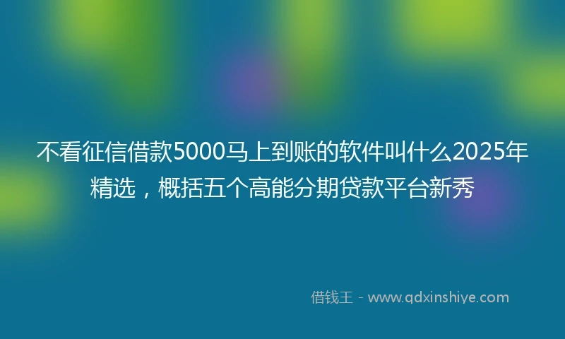 不看征信借款5000马上到账的软件叫什么2025年精选,概括五个高能分期贷款平台新秀