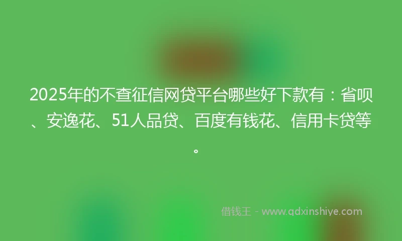 2025年的不查征信网贷平台哪些好下款有：省呗、安逸花、51人品贷、百度有钱花、信用卡贷等。