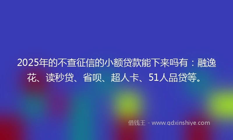 2025年的不查征信的小额贷款能下来吗有：融逸花、读秒贷、省呗、超人卡、51人品贷等。
