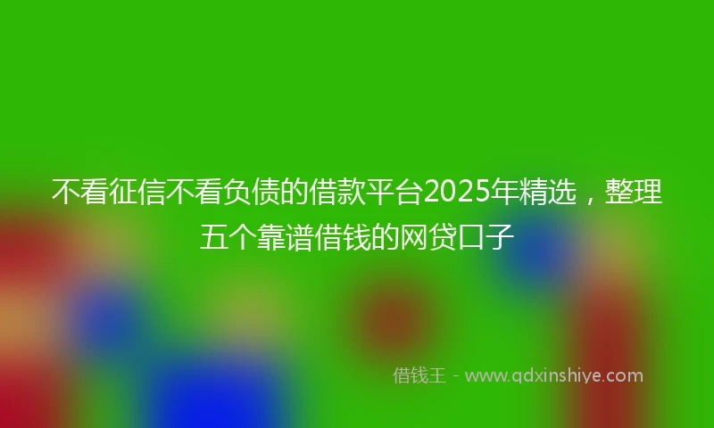 不看征信不看负债的借款平台2025年精选，整理五个靠谱借钱的网贷口子