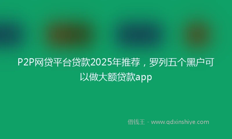 P2P网贷平台贷款2025年推荐，罗列五个黑户可以做大额贷款app