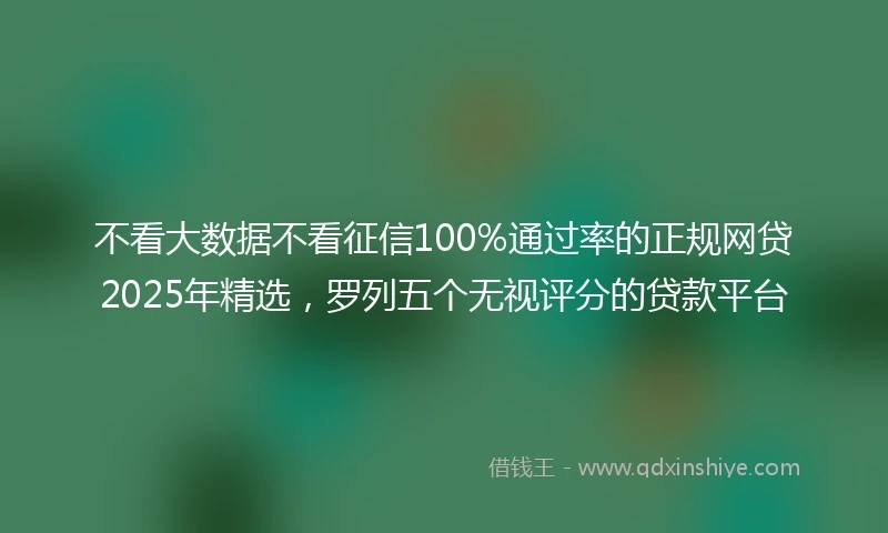 不看大数据不看征信100%通过率的正规网贷2025年精选，罗列五个无视评分的贷款平台