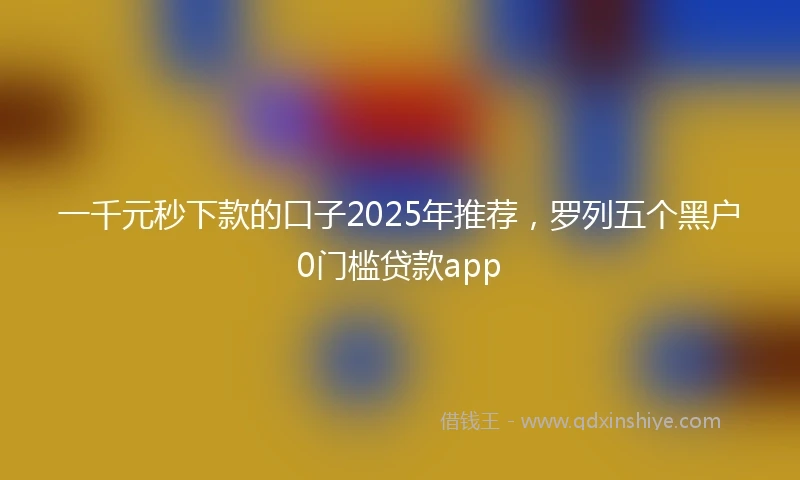 一千元秒下款的口子2025年推荐，罗列五个黑户0门槛贷款app
