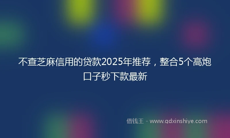 不查芝麻信用的贷款2025年推荐，整合5个高炮口子秒下款最新