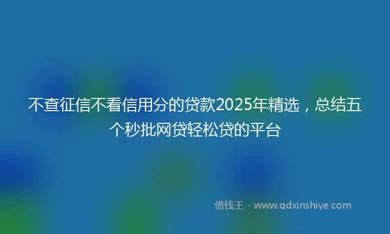 不查征信不看信用分的贷款2025年精选，总结五个秒批网贷轻松贷的平台