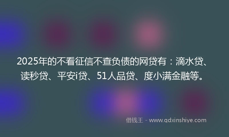 2025年的不看征信不查负债的网贷有：滴水贷、读秒贷、平安i贷、51人品贷、度小满金融等。