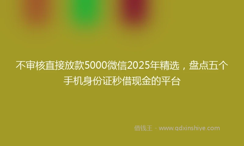 不审核直接放款5000微信2025年精选，盘点五个手机身份证秒借现金的平台