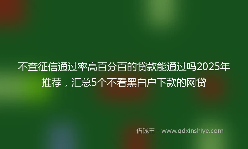 不查征信通过率高百分百的贷款能通过吗2025年推荐，汇总5个不看黑白户下款的网贷