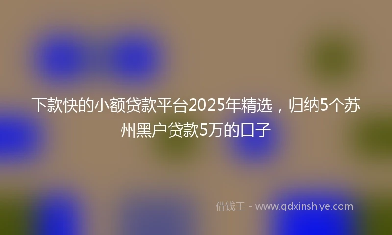 下款快的小额贷款平台2025年精选，归纳5个苏州黑户贷款5万的口子