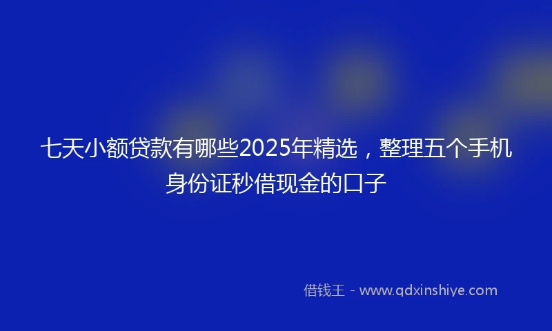七天小额贷款有哪些2025年精选，整理五个手机身份证秒借现金的口子