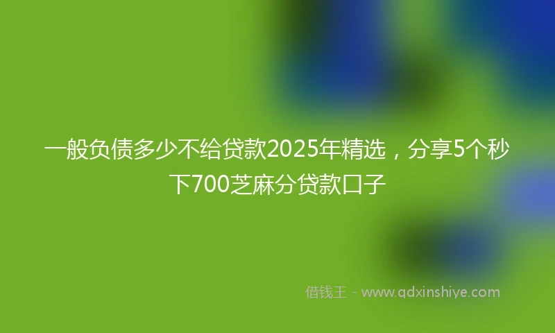 一般负债多少不给贷款2025年精选，分享5个秒下700芝麻分贷款口子