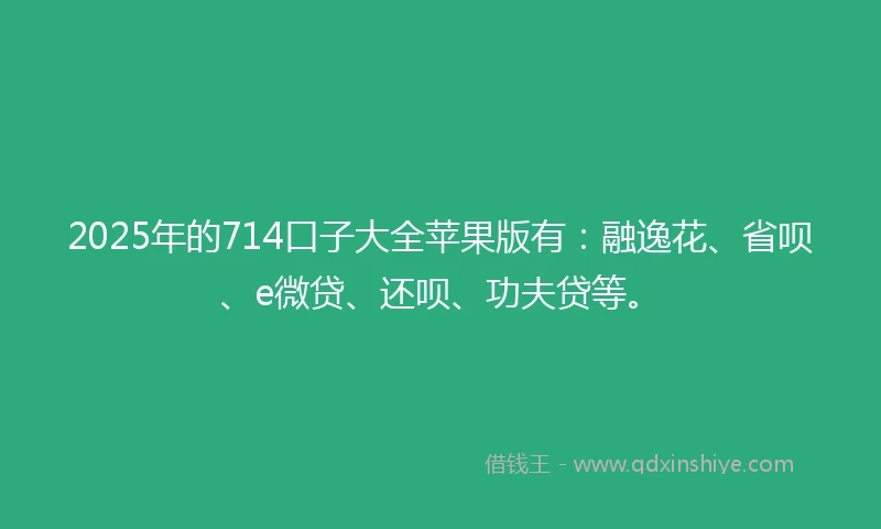 2025年的714口子大全苹果版有：融逸花、省呗、e微贷、还呗、功夫贷等。