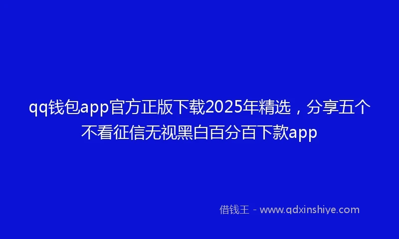 qq钱包app官方正版下载2025年精选，分享五个不看征信无视黑白百分百下款app