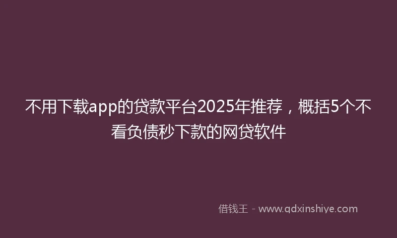 不用下载app的贷款平台2025年推荐，概括5个不看负债秒下款的网贷软件