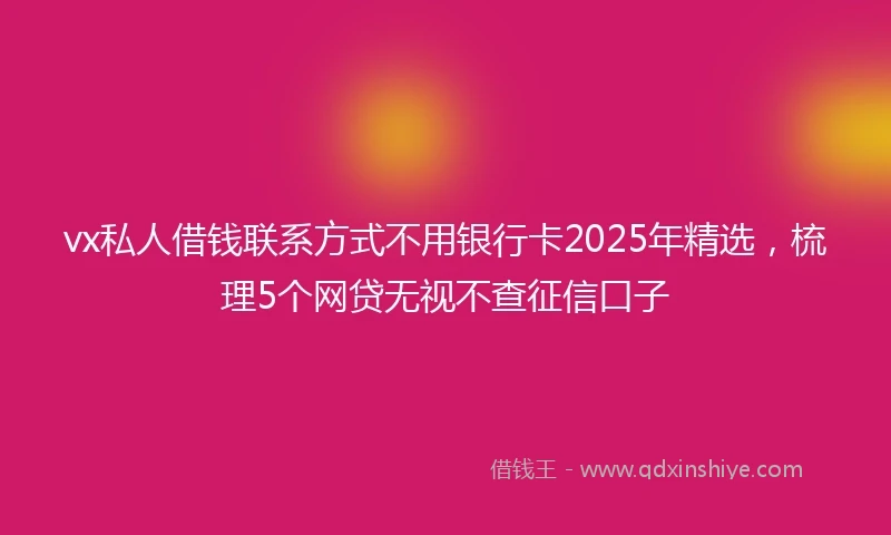 vx私人借钱联系方式不用银行卡2025年精选，梳理5个网贷无视不查征信口子