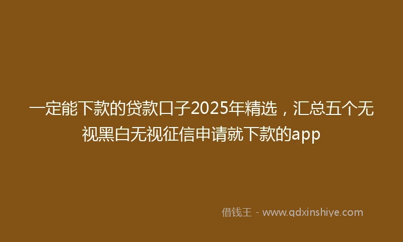 一定能下款的贷款口子2025年精选，汇总五个无视黑白无视征信申请就下款的app