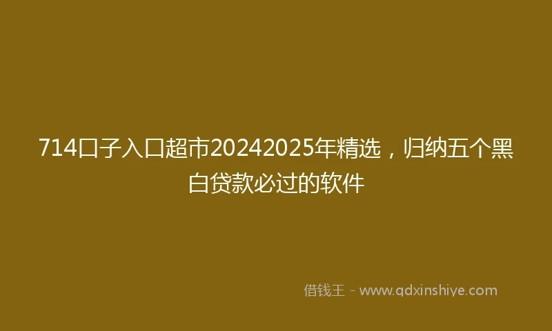 714口子入口超市20242025年精选，归纳五个黑白贷款必过的软件