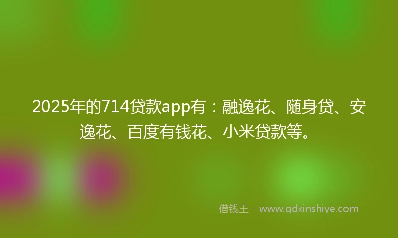 2025年的714贷款app有：融逸花、随身贷、安逸花、百度有钱花、小米贷款等。