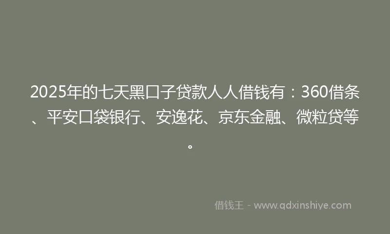 2025年的七天黑口子贷款人人借钱有：360借条、平安口袋银行、安逸花、京东金融、微粒贷等。