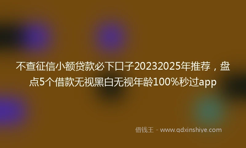 不查征信小额贷款必下口子20232025年推荐，盘点5个借款无视黑白无视年龄100%秒过app
