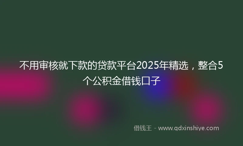不用审核就下款的贷款平台2025年精选，整合5个公积金借钱口子