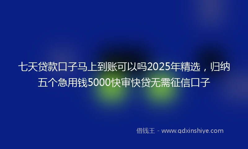 七天贷款口子马上到账可以吗2025年精选，归纳五个急用钱5000快审快贷无需征信口子