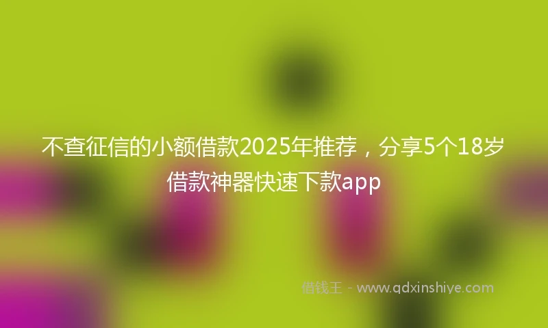不查征信的小额借款2025年推荐，分享5个18岁借款神器快速下款app