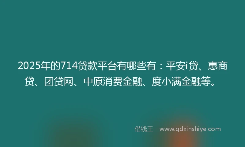 2025年的714贷款平台有哪些有：平安i贷、惠商贷、团贷网、中原消费金融、度小满金融等。