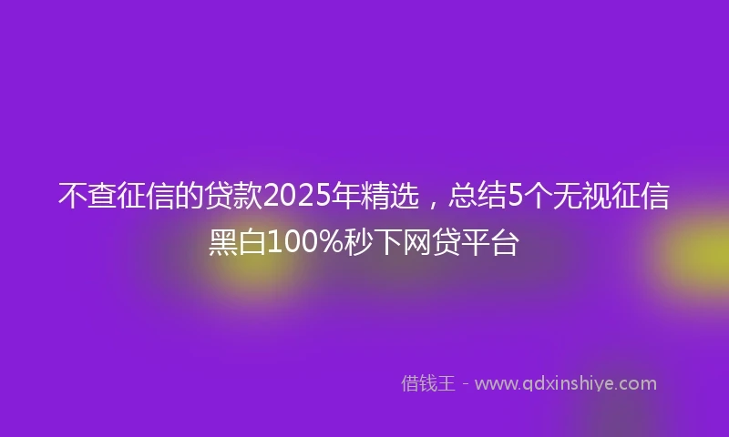 不查征信的贷款2025年精选，总结5个无视征信黑白100%秒下网贷平台