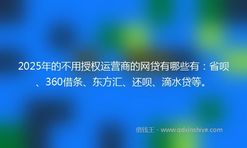 2025年的不用授权运营商的网贷有哪些有：省呗、360借条、东方汇、还呗、滴水贷等。