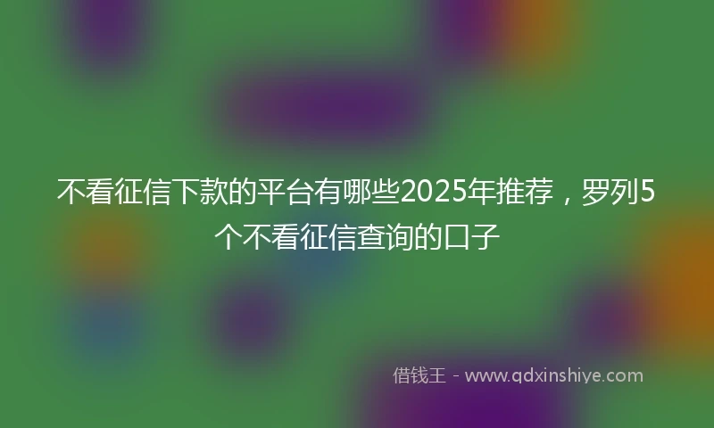 不看征信下款的平台有哪些2025年推荐，罗列5个不看征信查询的口子