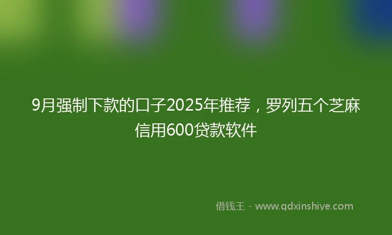 9月强制下款的口子2025年推荐，罗列五个芝麻信用600贷款软件