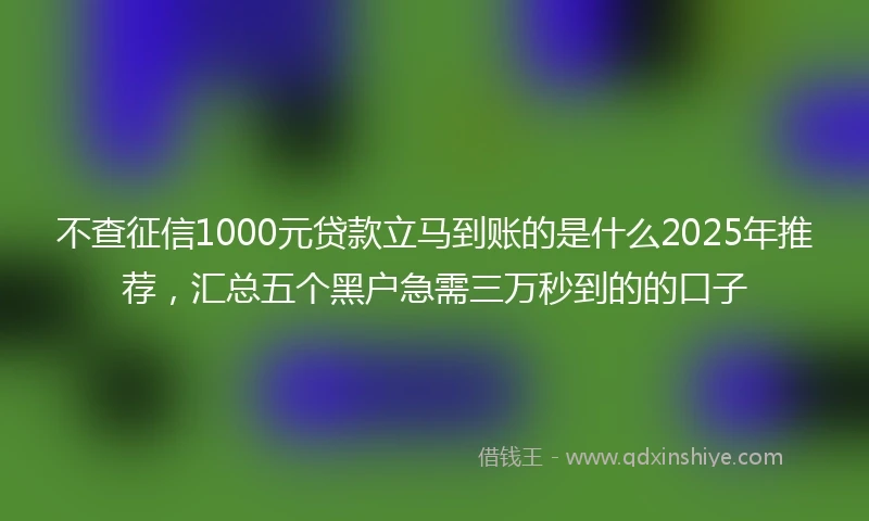 不查征信1000元贷款立马到账的是什么2025年推荐，汇总五个黑户急需三万秒到的的口子