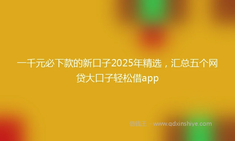 一千元必下款的新口子2025年精选，汇总五个网贷大口子轻松借app