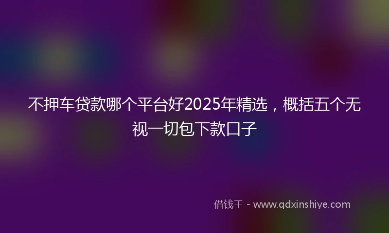 不押车贷款哪个平台好2025年精选，概括五个无视一切包下款口子