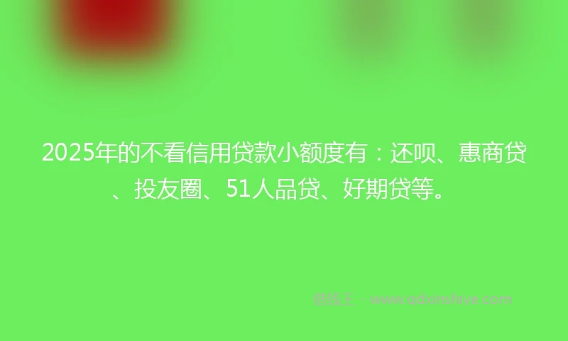 2025年的不看信用贷款小额度有：还呗、惠商贷、投友圈、51人品贷、好期贷等。