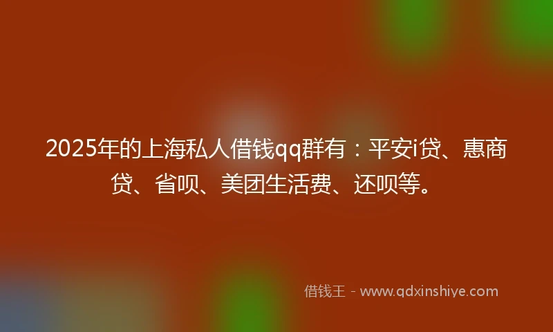 2025年的上海私人借钱qq群有：平安i贷、惠商贷、省呗、美团生活费、还呗等。