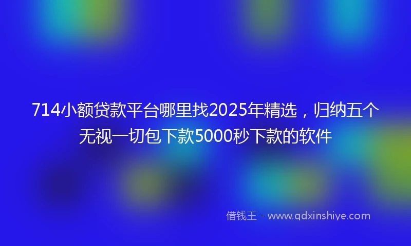 714小额贷款平台哪里找2025年精选，归纳五个无视一切包下款5000秒下款的软件