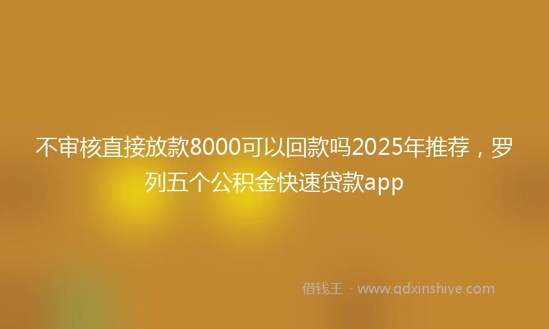 不审核直接放款8000可以回款吗2025年推荐，罗列五个公积金快速贷款app
